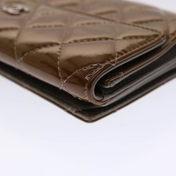 CHANEL Matelasse Wallet Patent Leather Brown CC Auth yk7893 - Picture 15 of 16